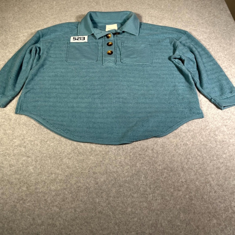 American Eagle Outfitters Oversized‎ Sweater Womens 3XL Teal Henley Neck Casual